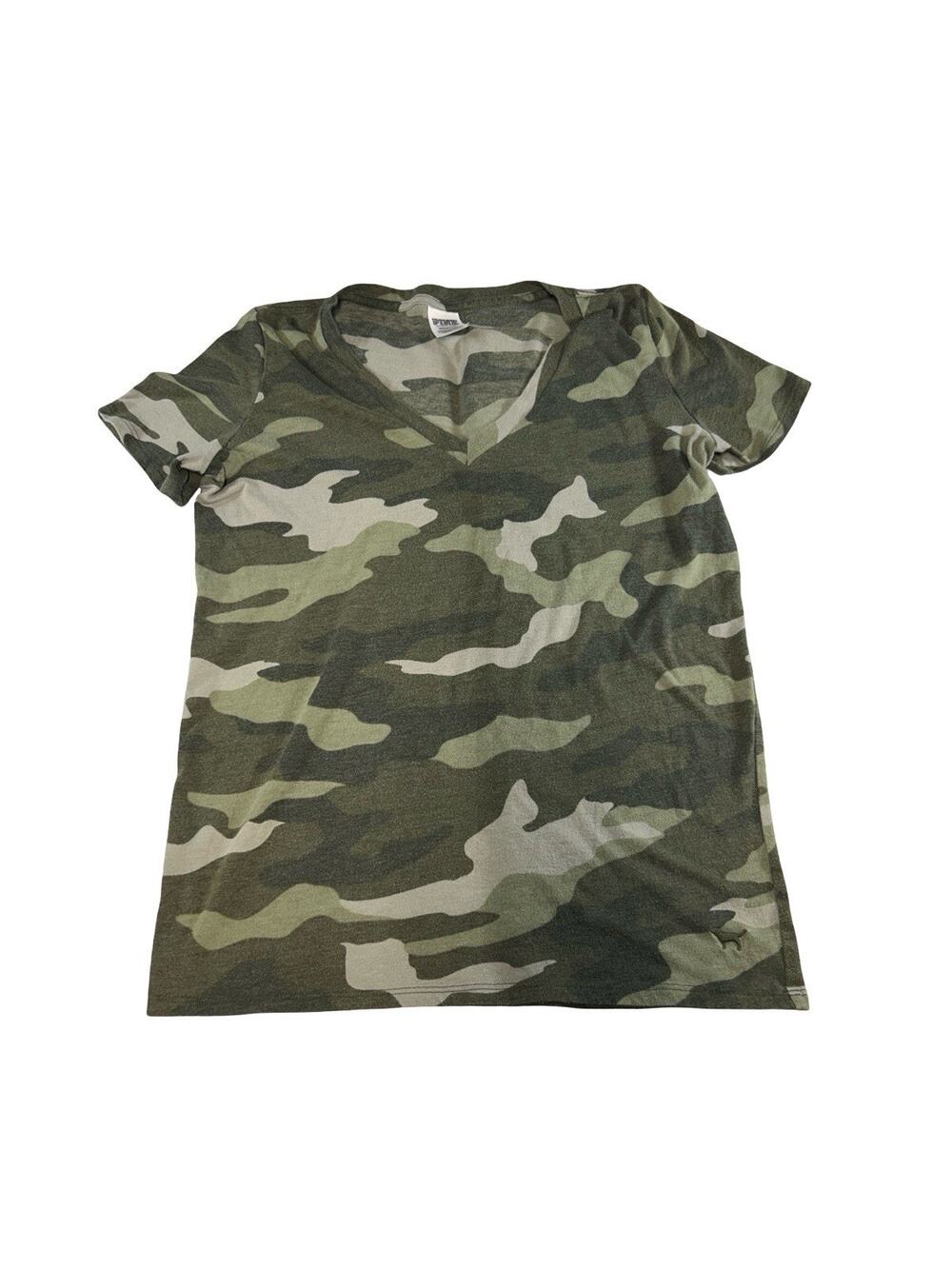 PINK Victoria’s Secret Women’s Small Camo V-Neck T-Shirt Green